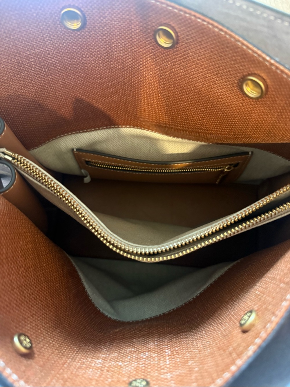 Tory Burch Burnt Orange and Brown Whipstitch Leather Double Bag Satchel - Picture 12 of 16